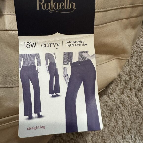 Raffaella Pants Womens 18W Stone Curvy Straight Leg Dress Career Office Khaki - Picture 6 of 12